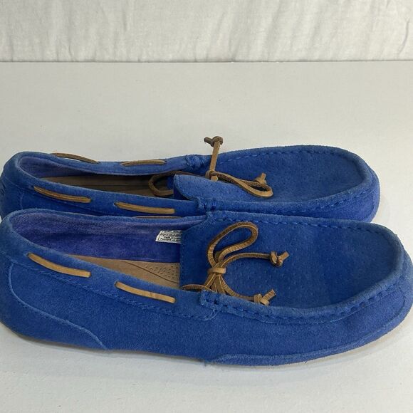 UGG® Men\'s Chester Blue Suede Moccasin Slippers Size 9 main image 5